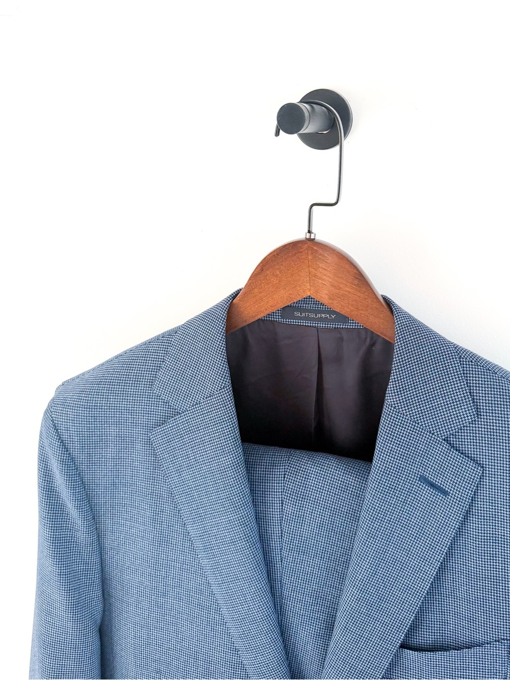 Suitsupply Sienna Italian Wool Suit "Rustic Tropical" Blue Men's 40R Houndstooth - Picture 7 of 15